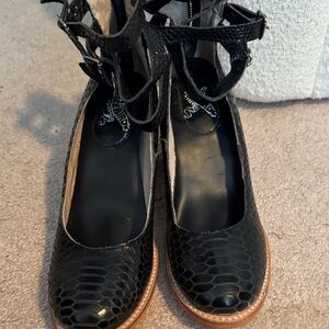 Freebird by Steven Black Textured Ankle-Strap Heels